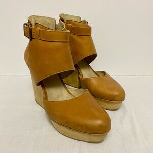 FORTRESS OF INCA Tan Leather Wedges